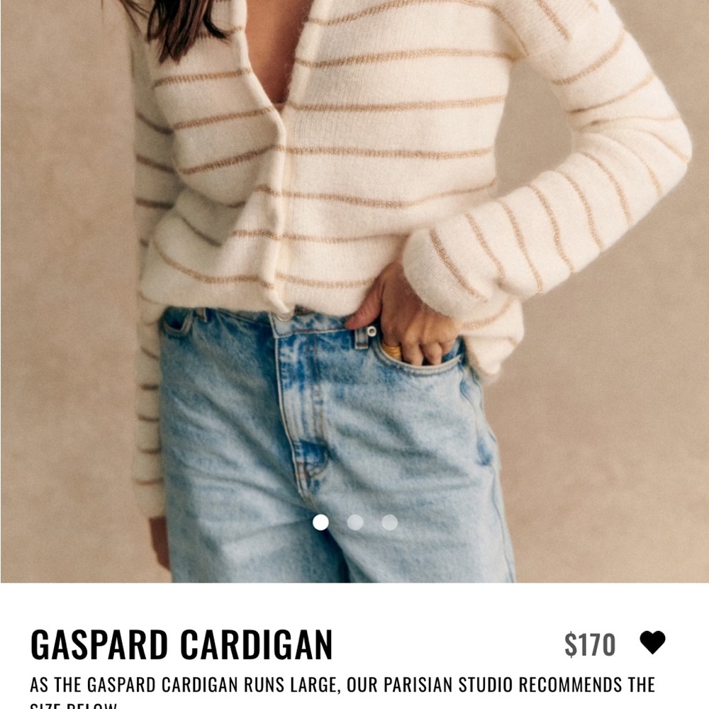 & Other Stories Cream and Tan Striped Cardigan